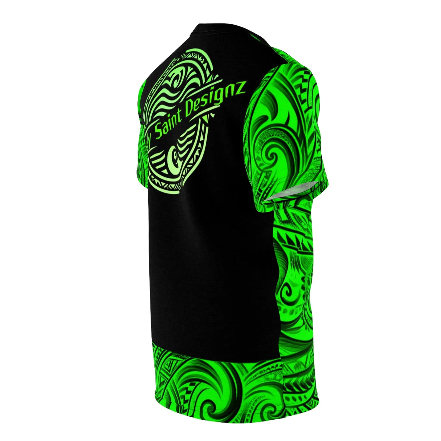Green Polynesian Style T-Shirt by Simply Saint Designz - Tribal Elegance Collection" - Simply Saint Designz