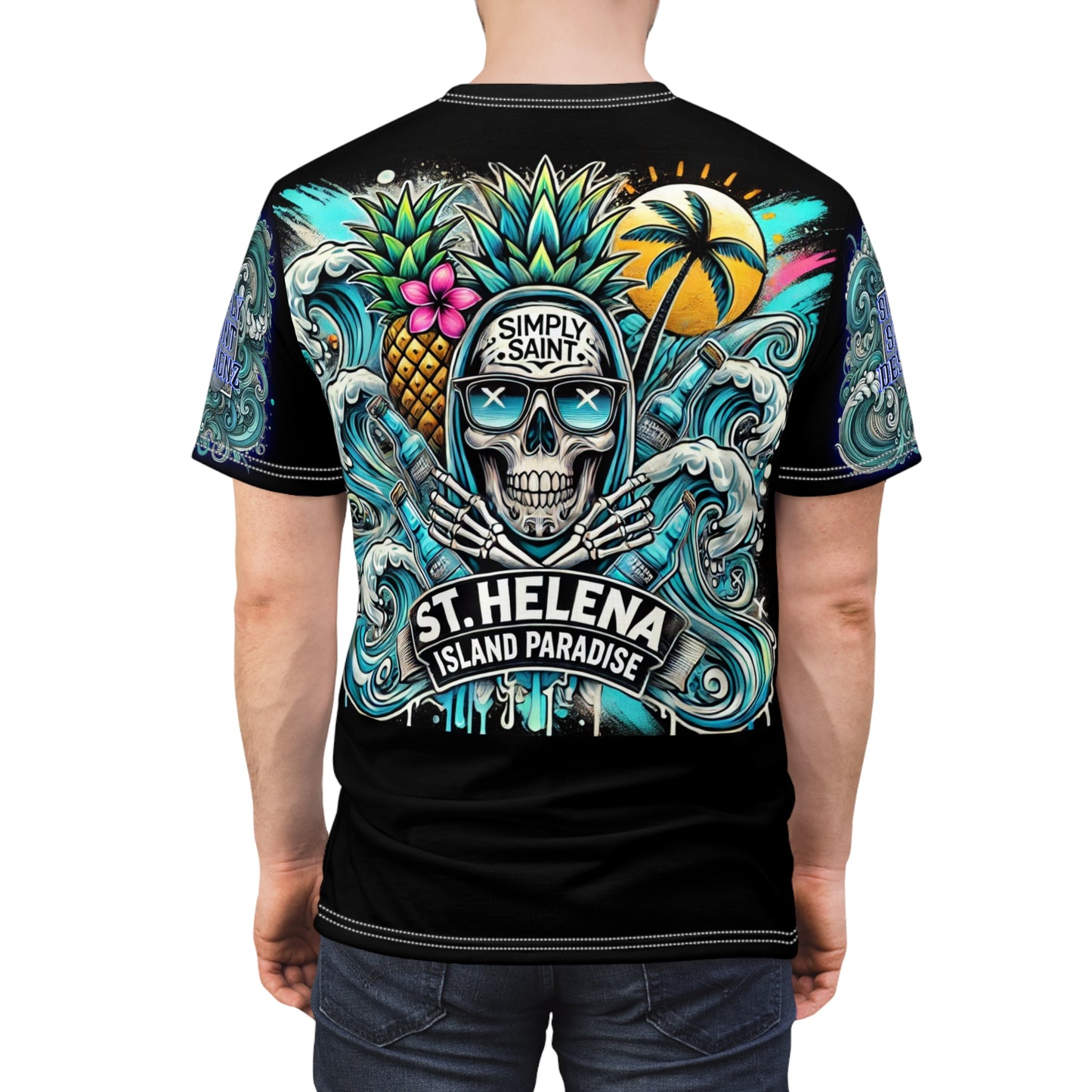 Tropical Skull Performance Tee - Blue & Black – product image 12