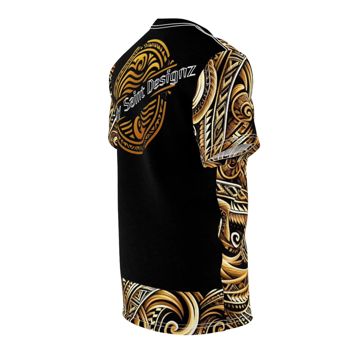 "Gold Polynesian Style T-Shirt by Simply Saint Designz - Tribal Elegance Collection" - Simply Saint Designz
