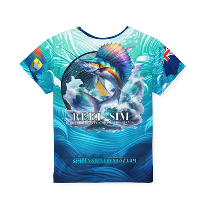 Reel Sim Kids Sports Jersey (AOP) (Aqua Blue) - Simply Saint Designz