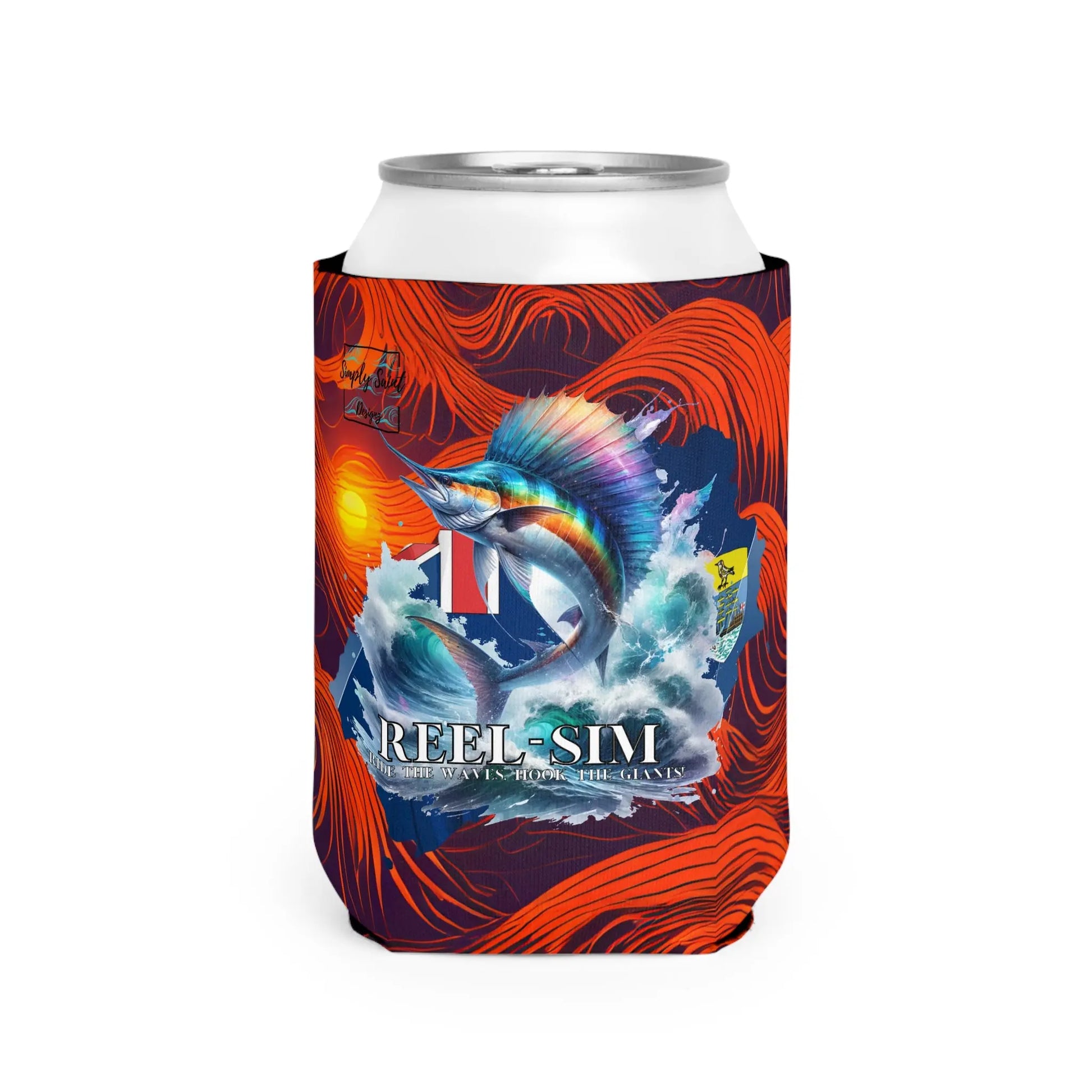 Reel Sim Can Cooler Sleeve (Sunset Wave) - Simply Saint Designz
