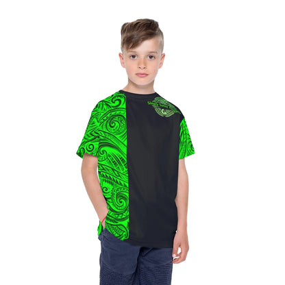 Youth Green Polynesian Style T-Shirt by Simply Saint Designz - Tribal Elegance Collection" - Simply Saint Designz