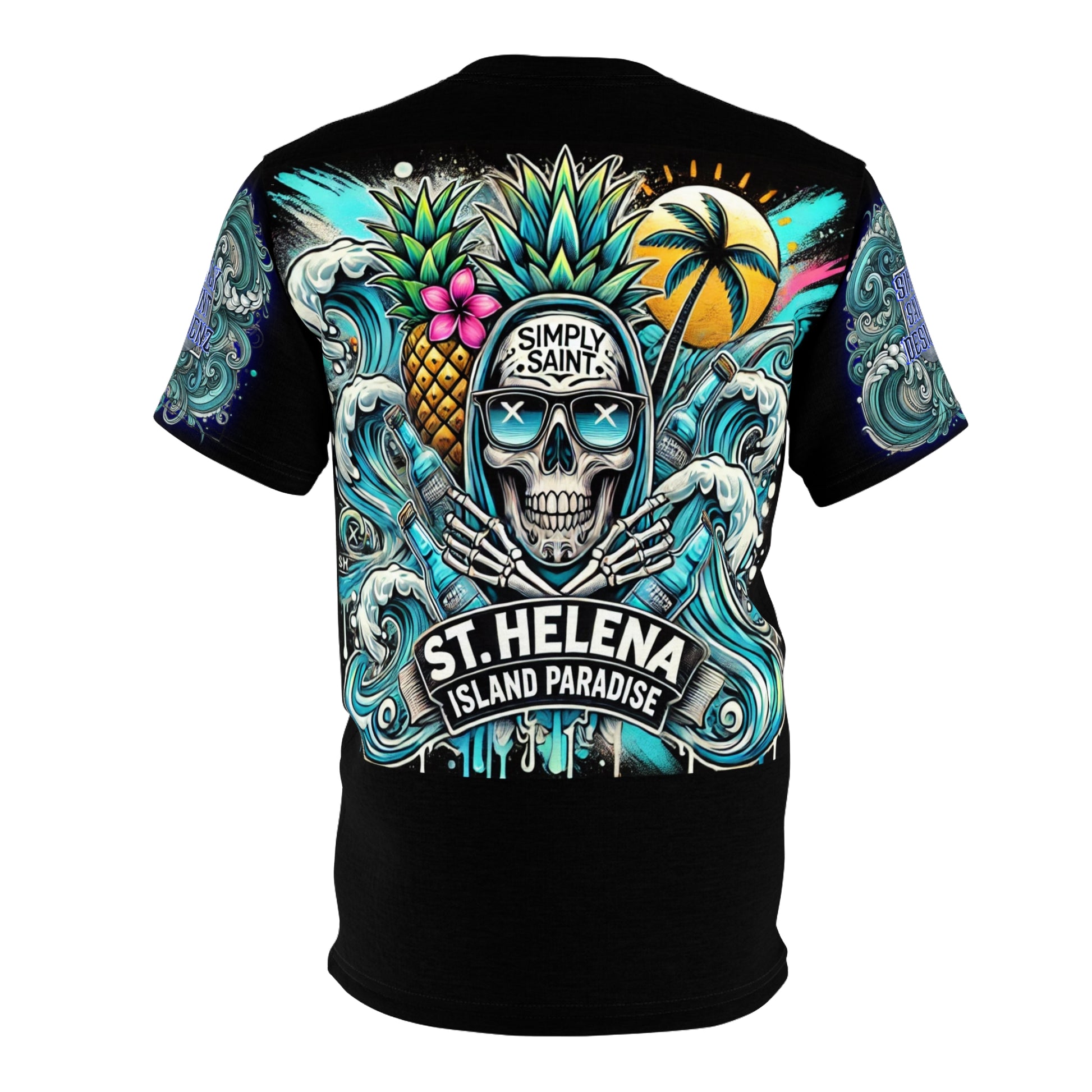 Tropical Skull Performance Tee - Blue & Black – product image 3