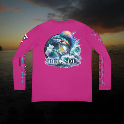 Fishing Chic: Women's V-Neck Long Sleeve Shirt Pink - Simply Saint Designz