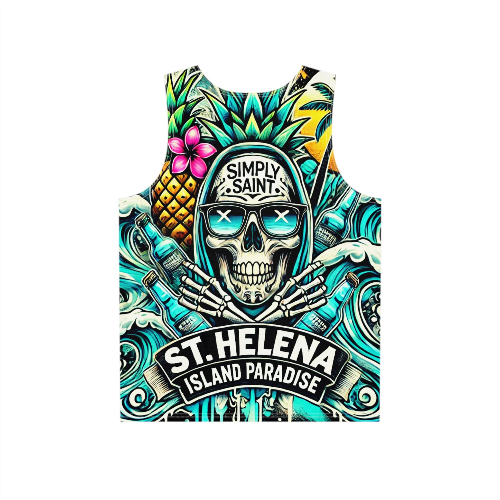 Tropical Skull Men's Tank - St Helena Paradise – product image 2