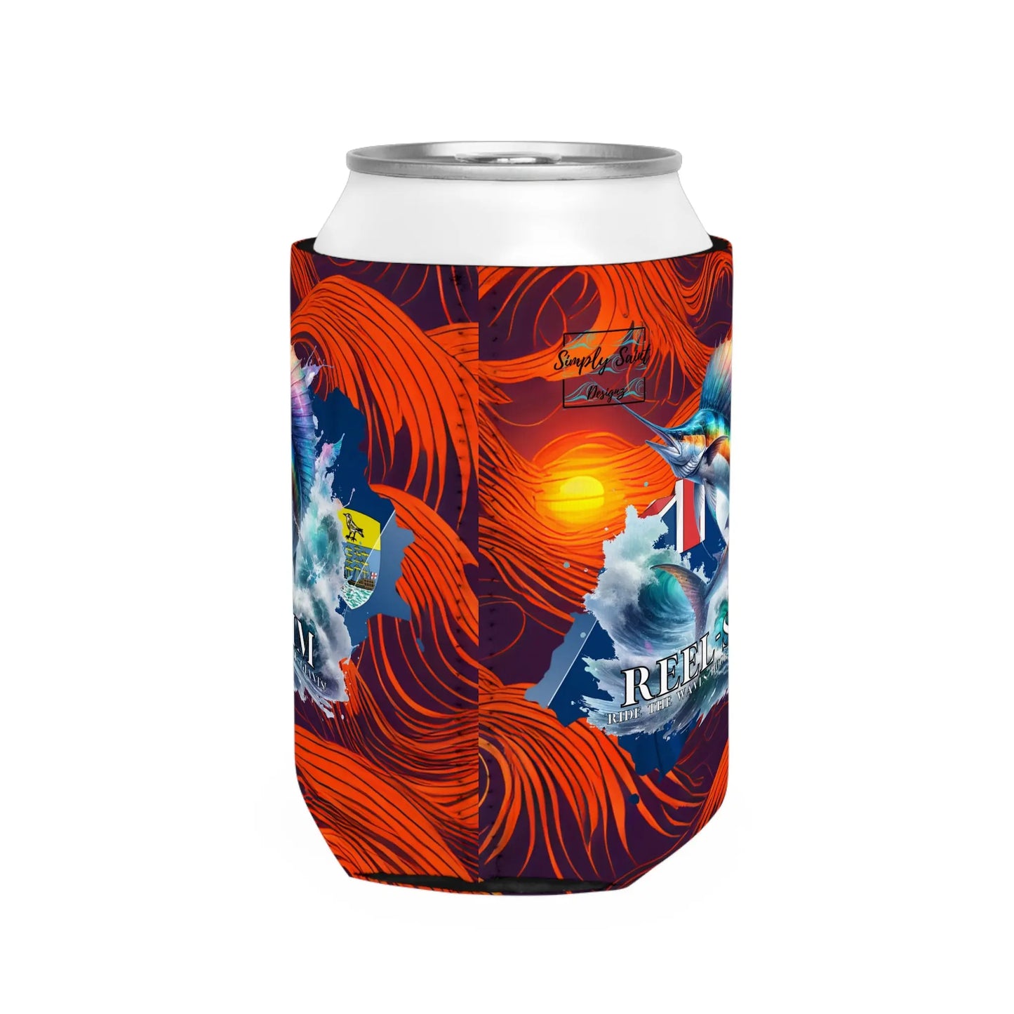 Reel Sim Can Cooler Sleeve (Sunset Wave) - Simply Saint Designz