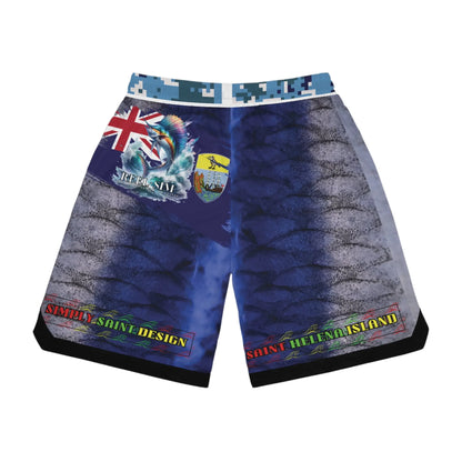 reel sim st helena island Basketball Rib Shorts (AOP) - Simply Saint Designz