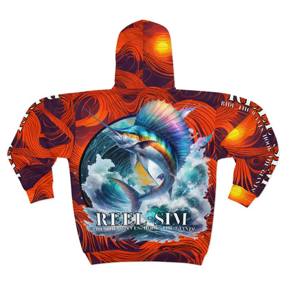 Reel Sim Unisex Zip Hoodie (Sunset Wave) - Simply Saint Designz