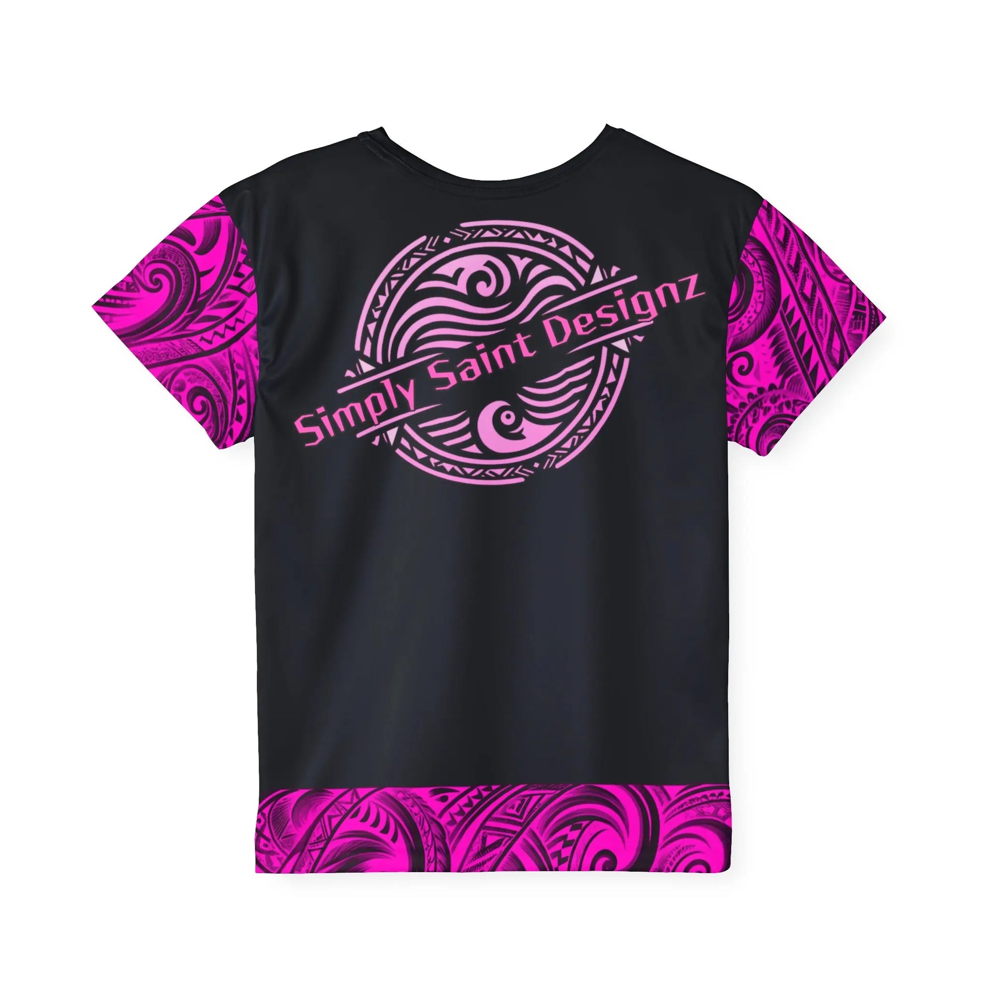 Pink Polynesian Style T-Shirt by Simply Saint Designz - Tribal Elegance Collection" - Simply Saint Designz