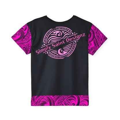 Pink Polynesian Style T-Shirt by Simply Saint Designz - Tribal Elegance Collection" - Simply Saint Designz