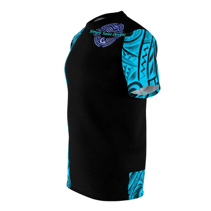 "Blue Polynesian Style T-Shirt by Simply Saint Designz - Tribal Elegance Collection" - Simply Saint Designz