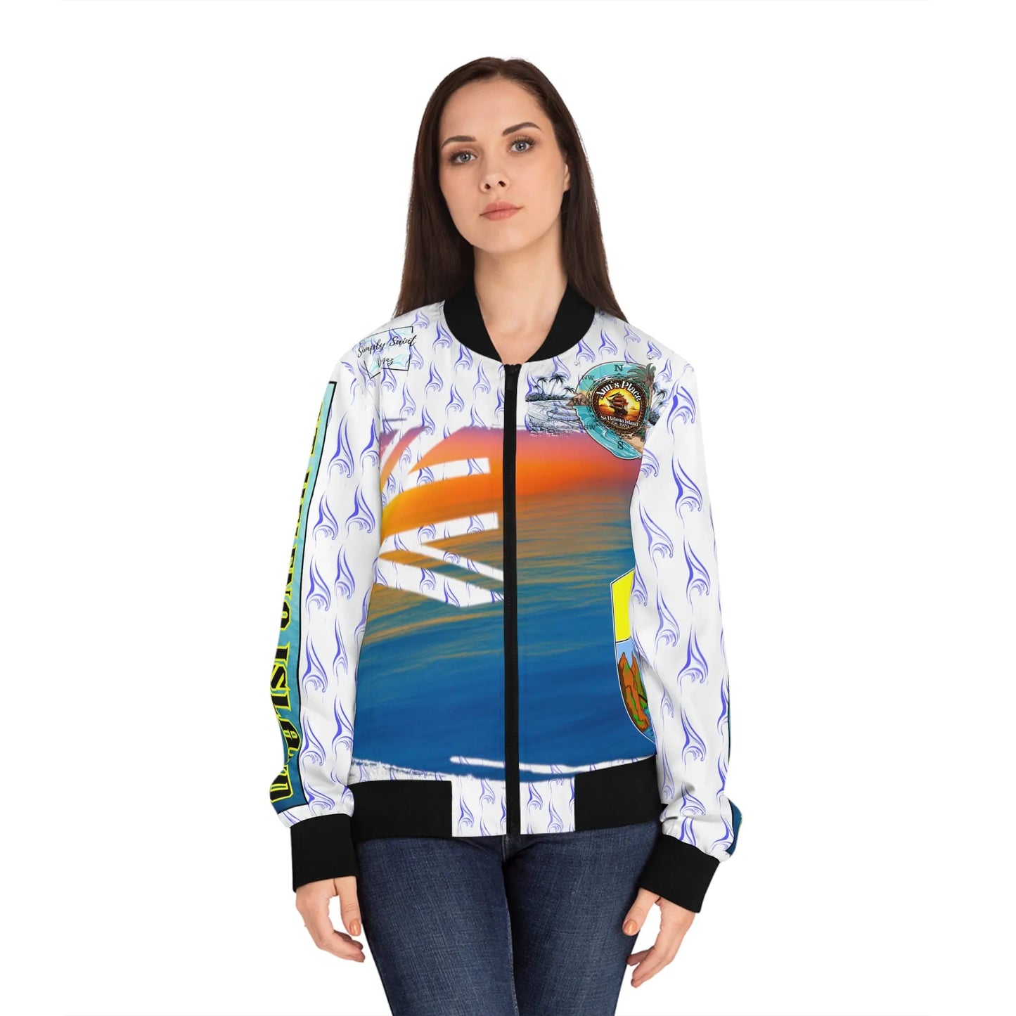 Sunset Anns Place Womens Bomber Jacket All Over Print - Simply Saint Designz
