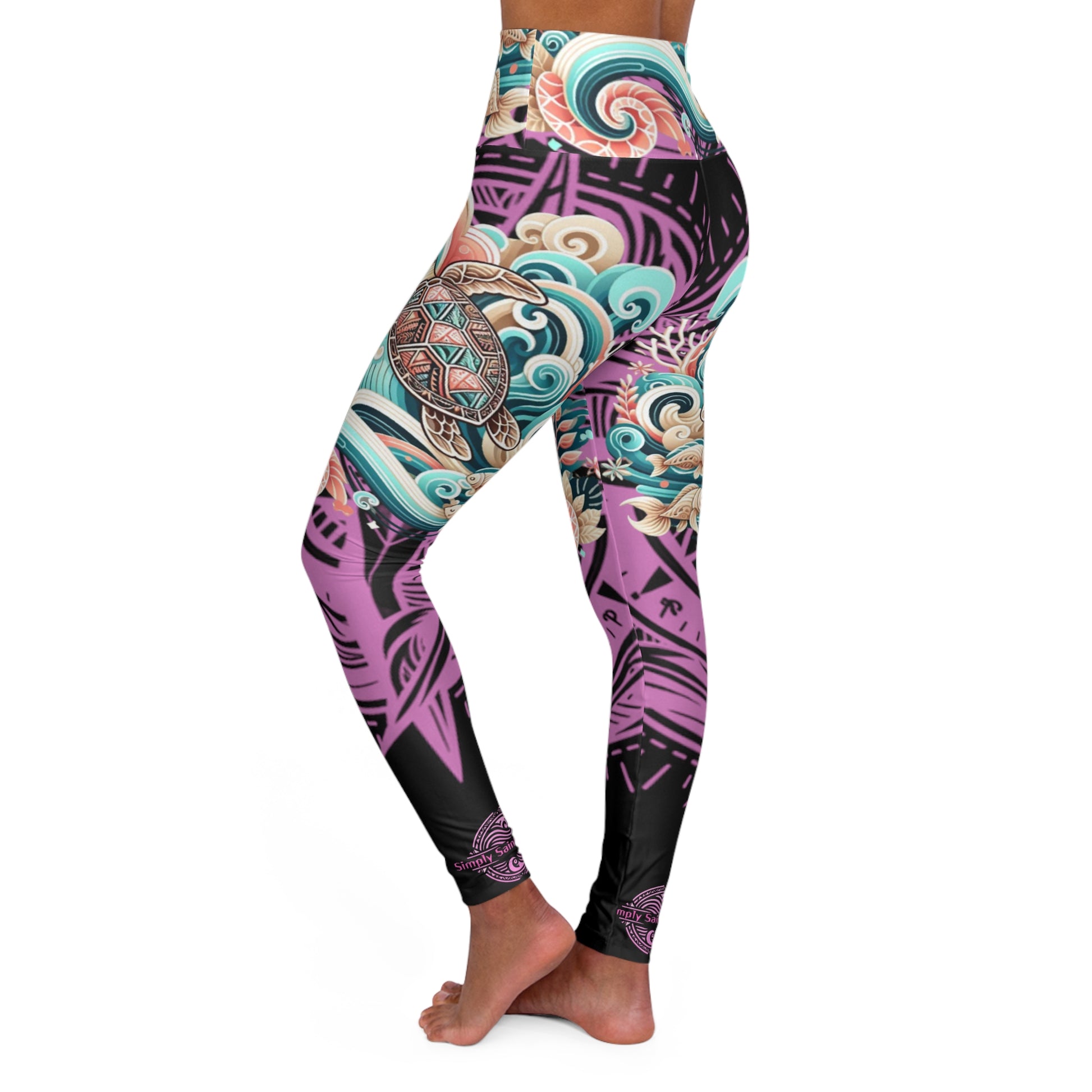 Turtle Tribe High-Waisted Yoga Leggings