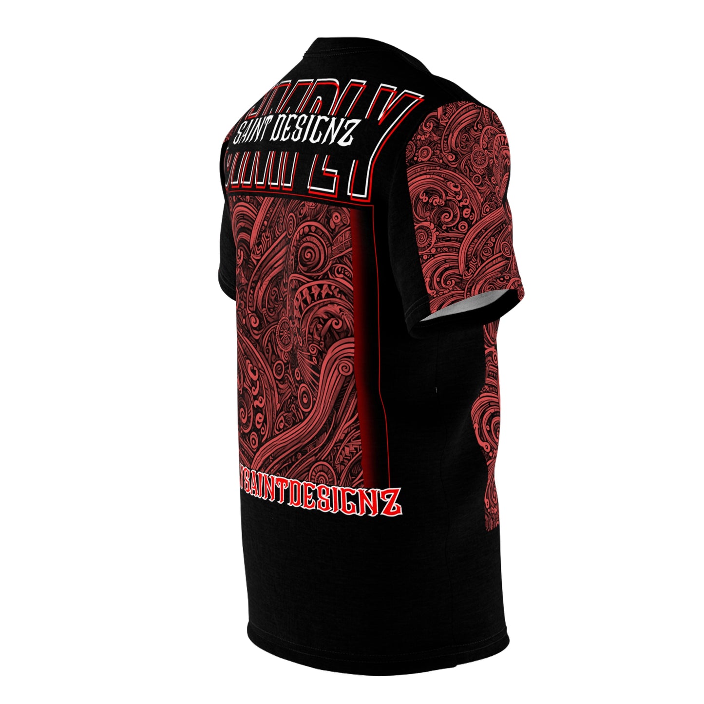 Saint Serenity: Tribal Elegance Collection Unisex Cut & Sew Tee (AOP) – product image 4