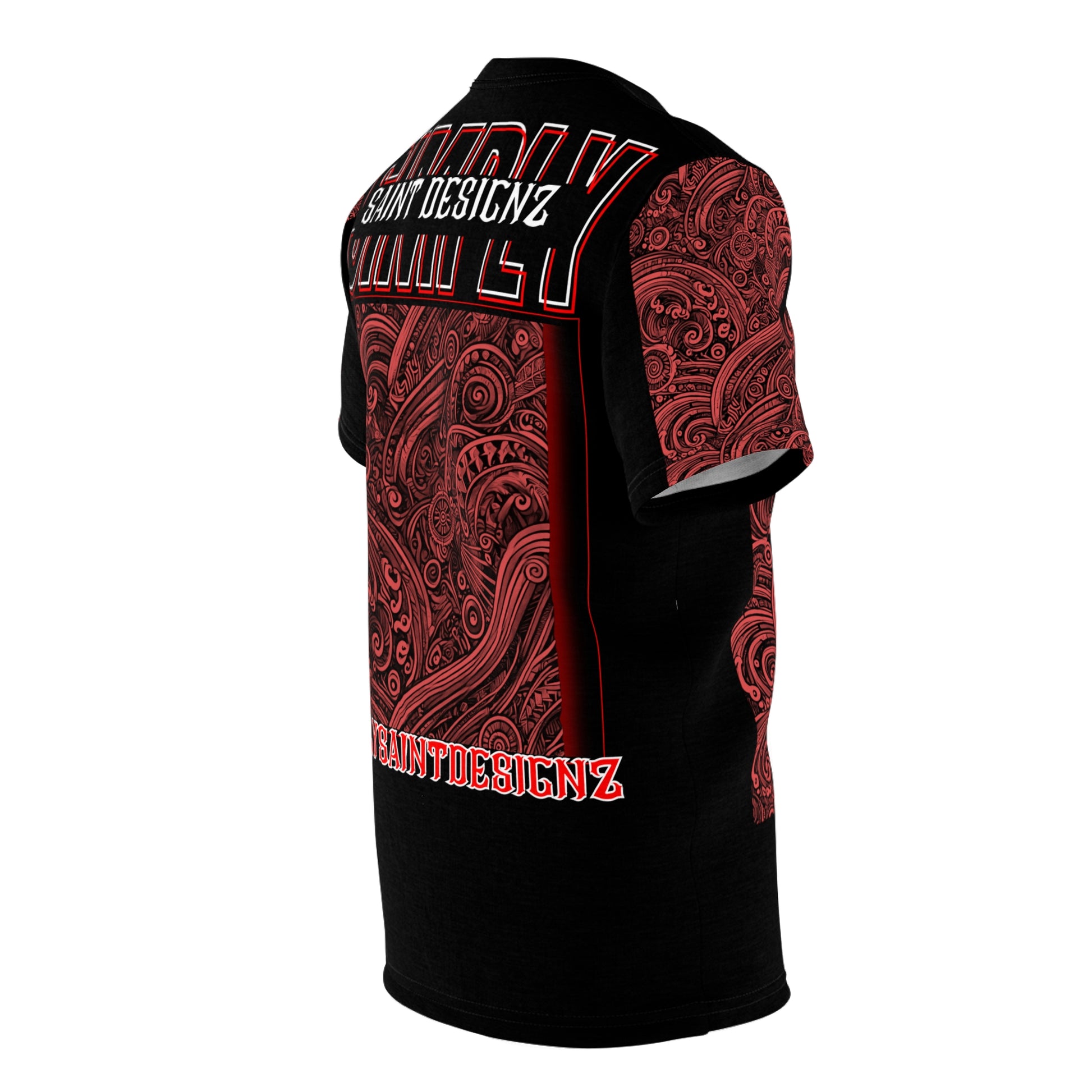 Saint Serenity: Tribal Elegance Collection Unisex Cut & Sew Tee (AOP) – product image 4