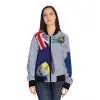 Anns Place Womens Bomber Jacket All Over Print (grey wave) - Simply Saint Designz