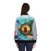 Anns Place Womens Bomber Jacket All Over Print (grey wave) - Simply Saint Designz