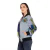 Anns Place Womens Bomber Jacket All Over Print (grey wave) - Simply Saint Designz