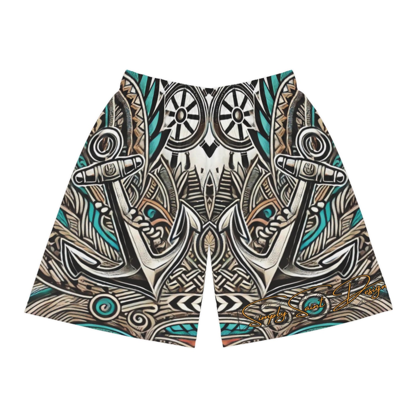 Basketball Shorts (AOP) Polynesian Nautical Vibes