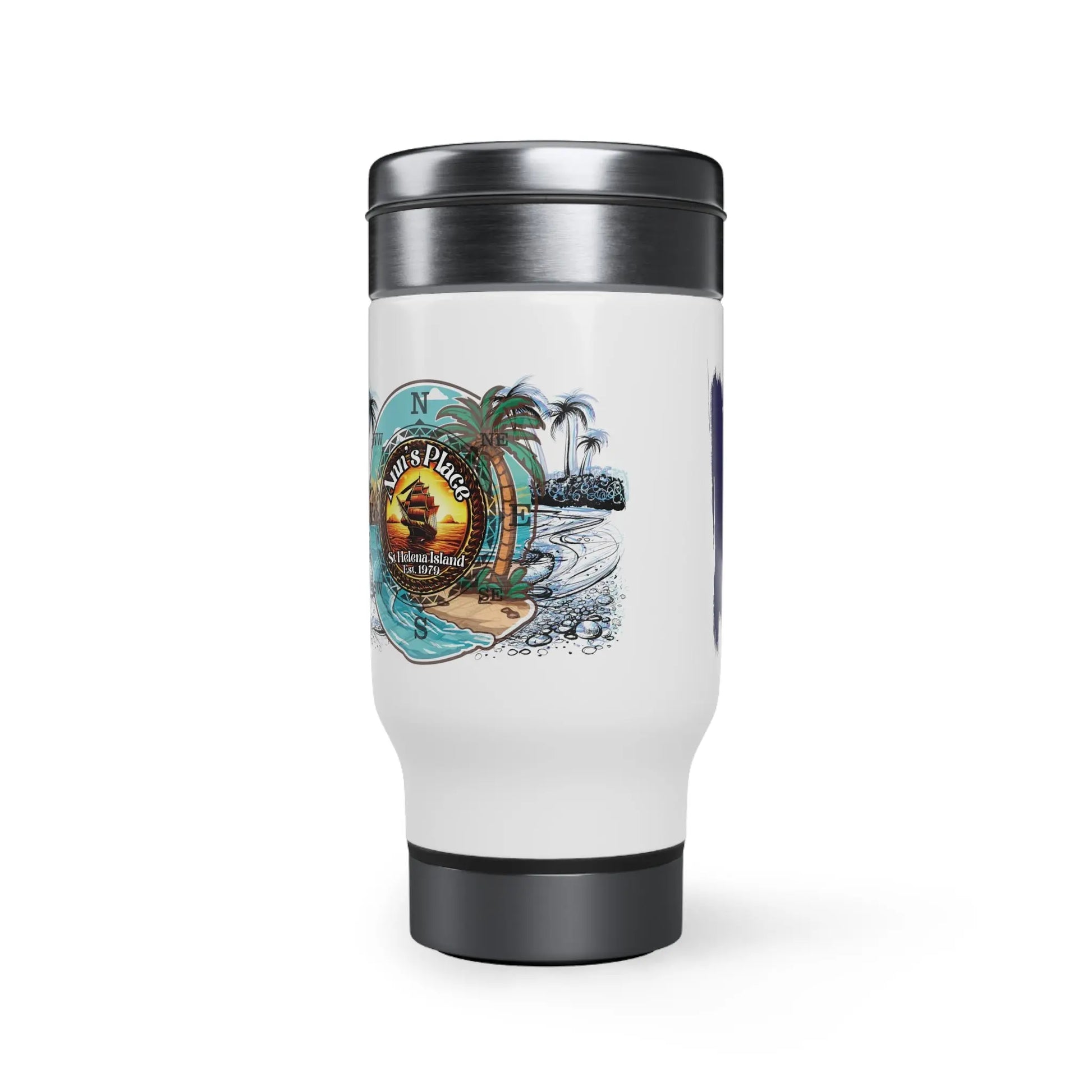 Stainless Steel Travel Mug with Handle, 14oz - Simply Saint Designz
