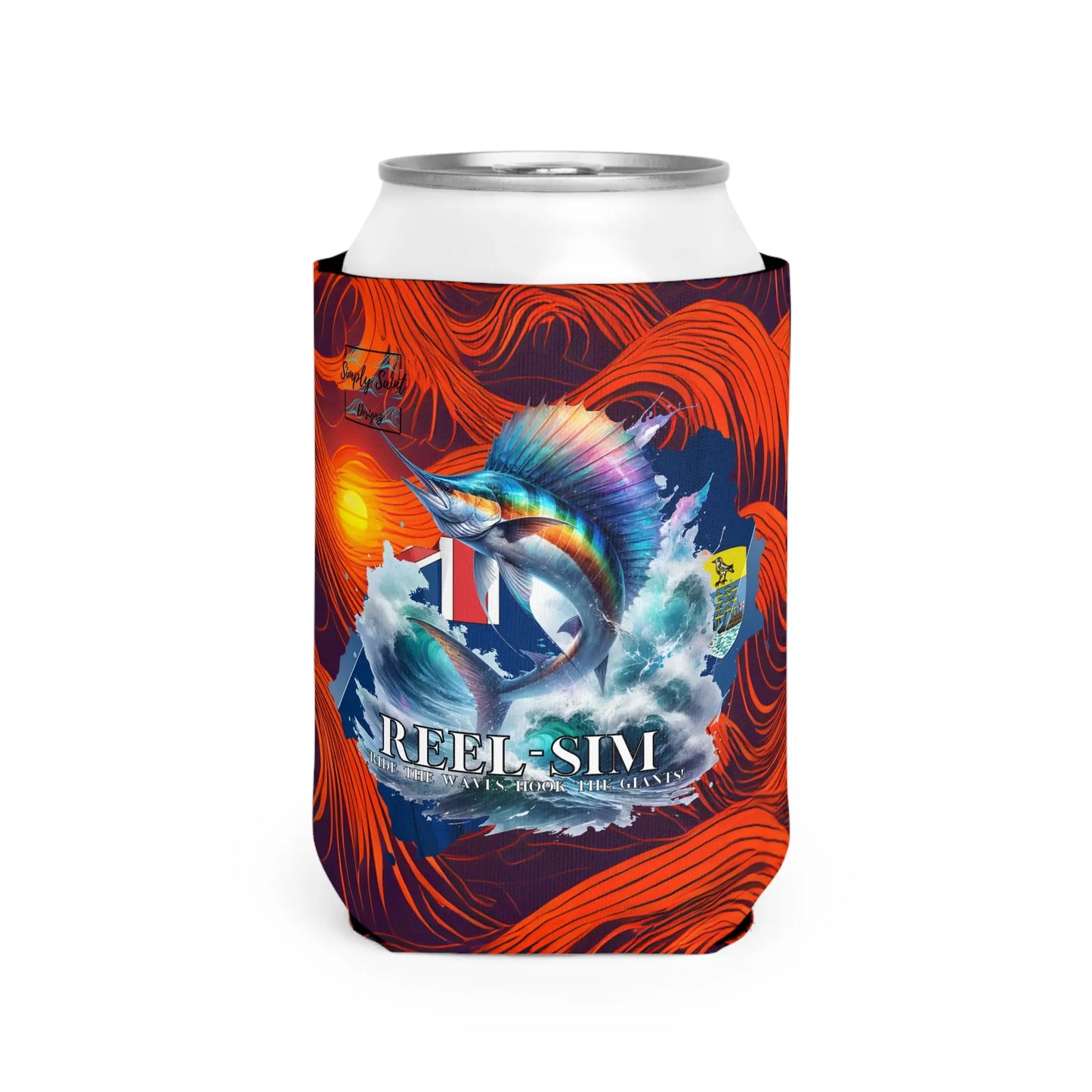 Reel Sim Can Cooler Sleeve (Sunset Wave) - Simply Saint Designz