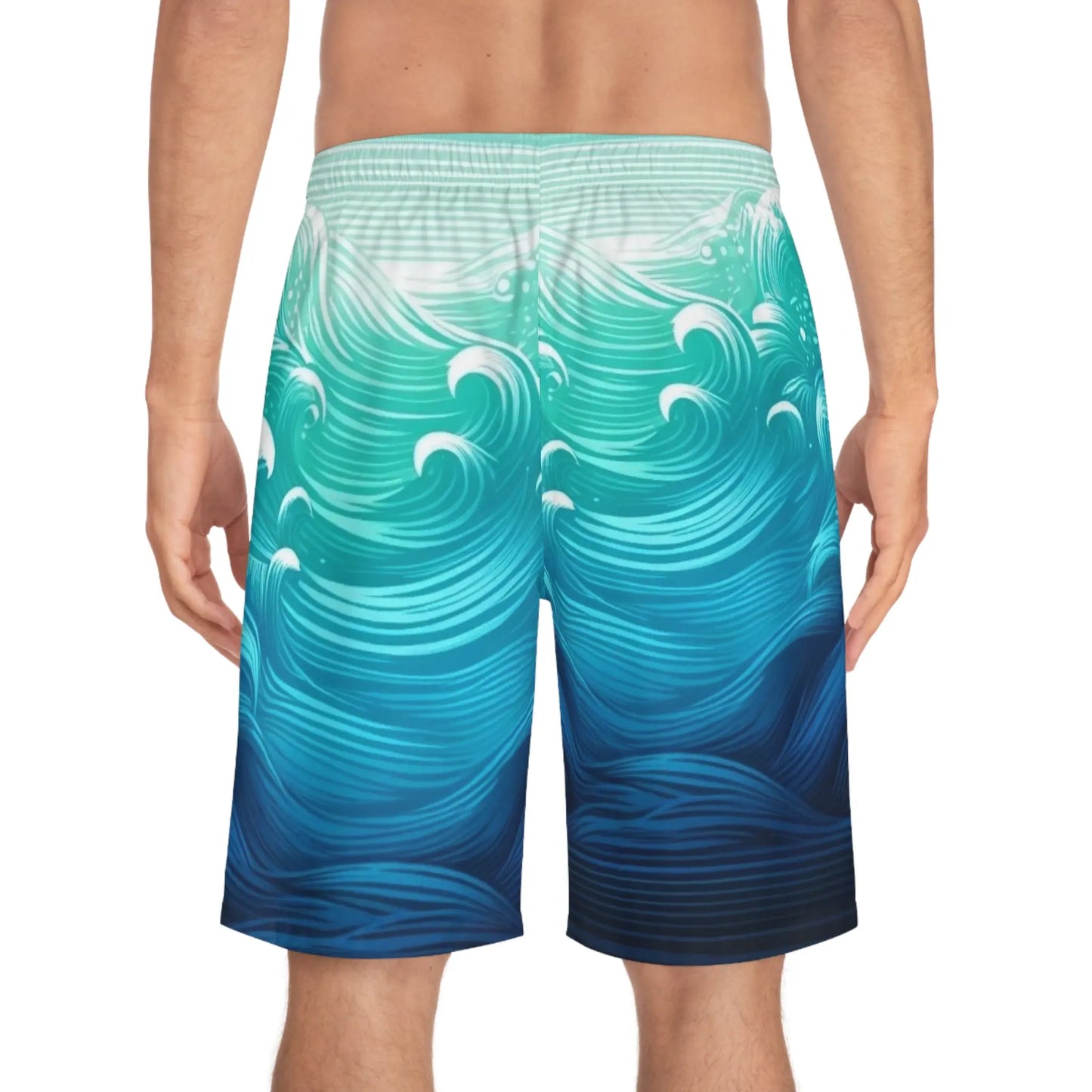 Reel Sim Men's Board Shorts (AOP) (Aqua Blue ) - Simply Saint Designz
