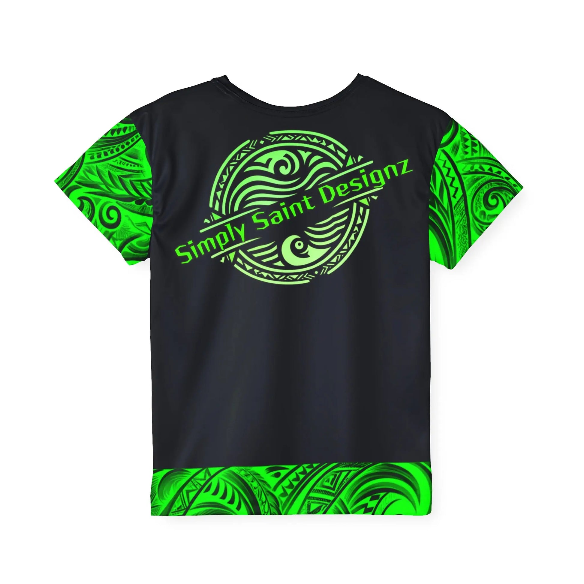 Youth Green Polynesian Style T-Shirt by Simply Saint Designz - Tribal Elegance Collection" - Simply Saint Designz