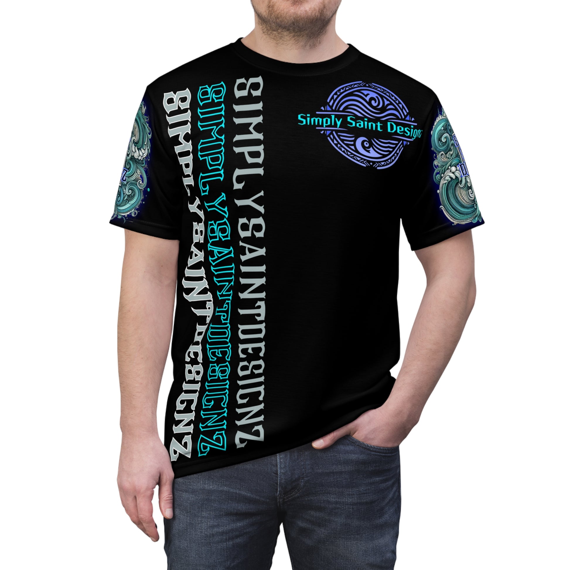 Tropical Skull Performance Tee - Blue & Black – product image 6