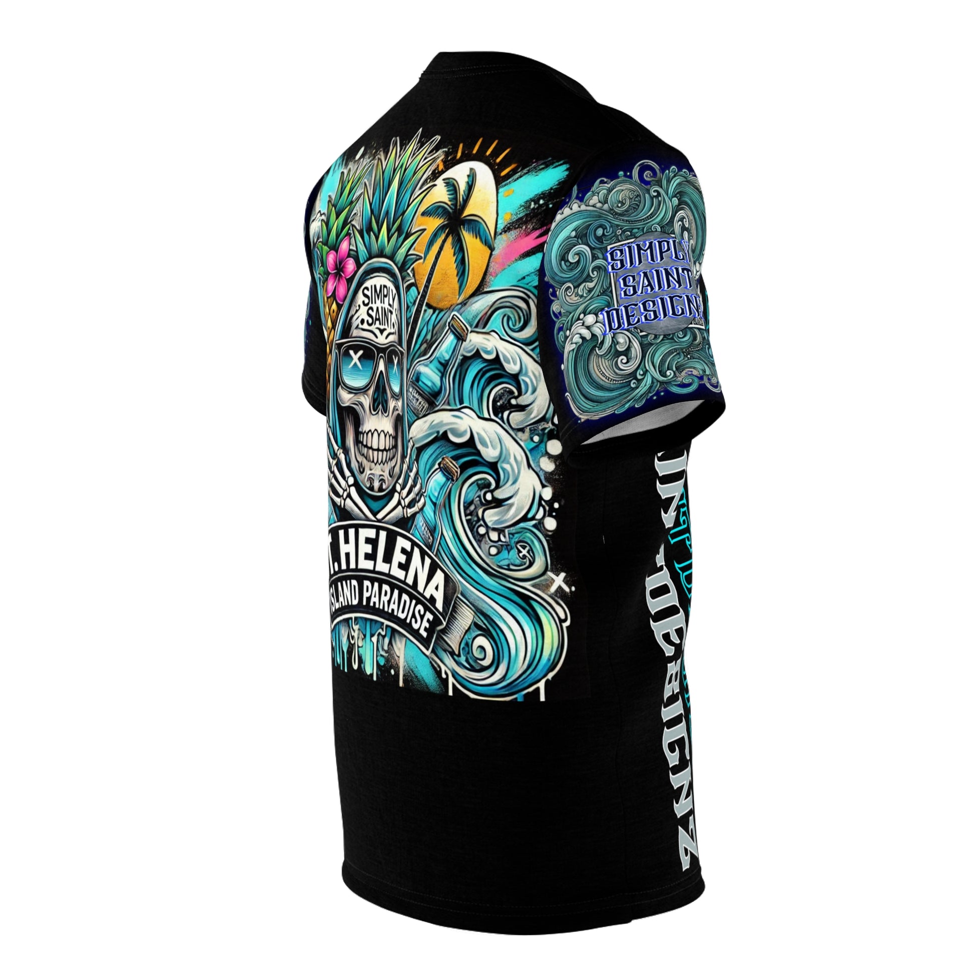 Tropical Skull Performance Tee - Blue & Black – product image 5
