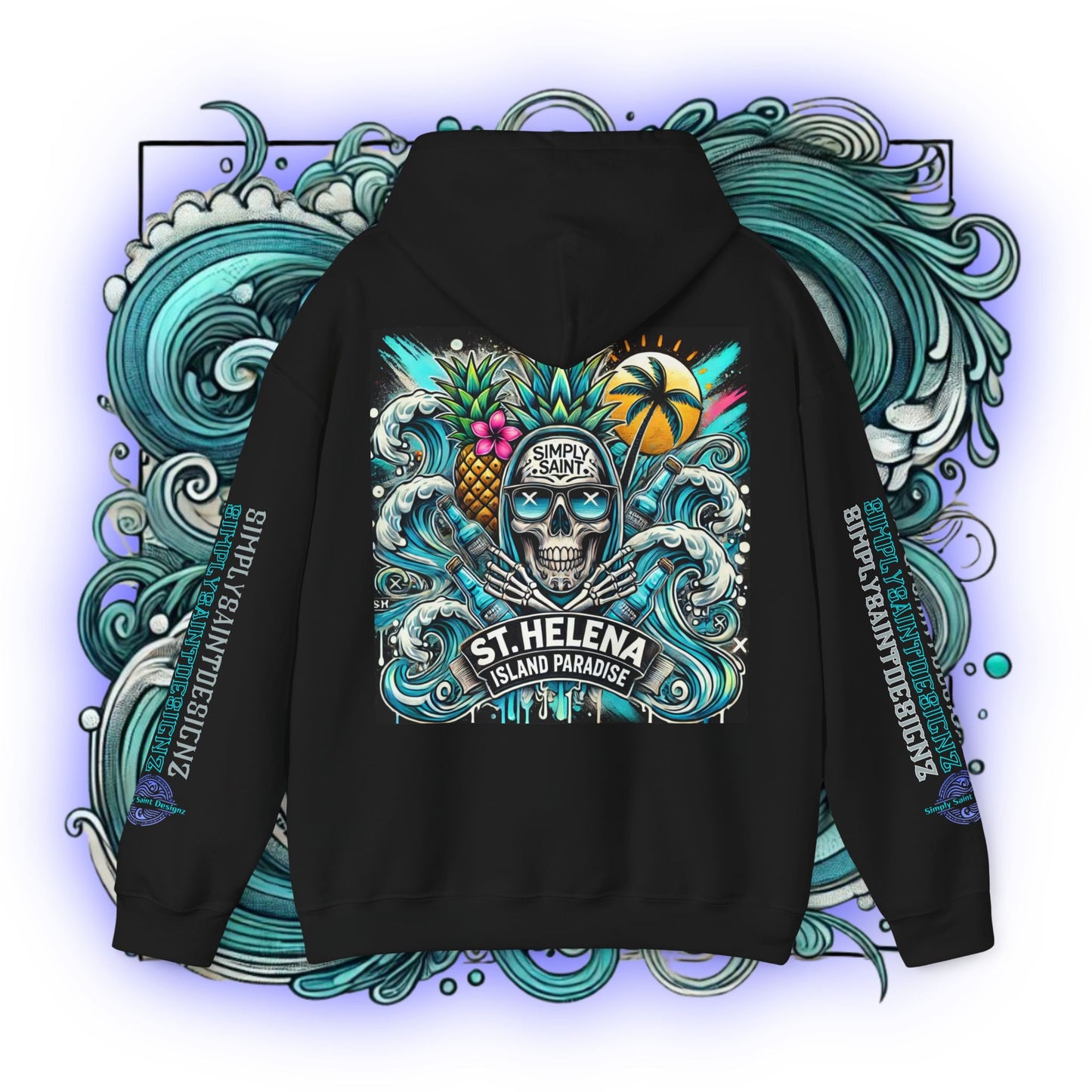 Tribal Blue Skull Hoodie Sweatshirt – product image 3