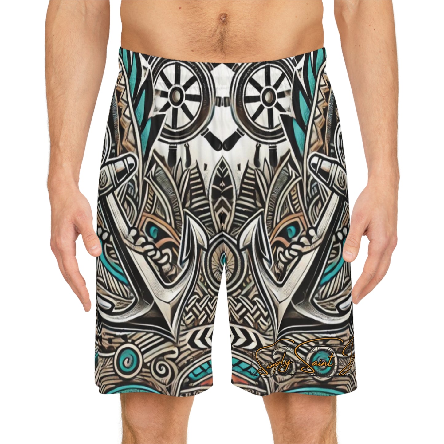 Basketball Shorts (AOP) Polynesian Nautical Vibes – product image 3