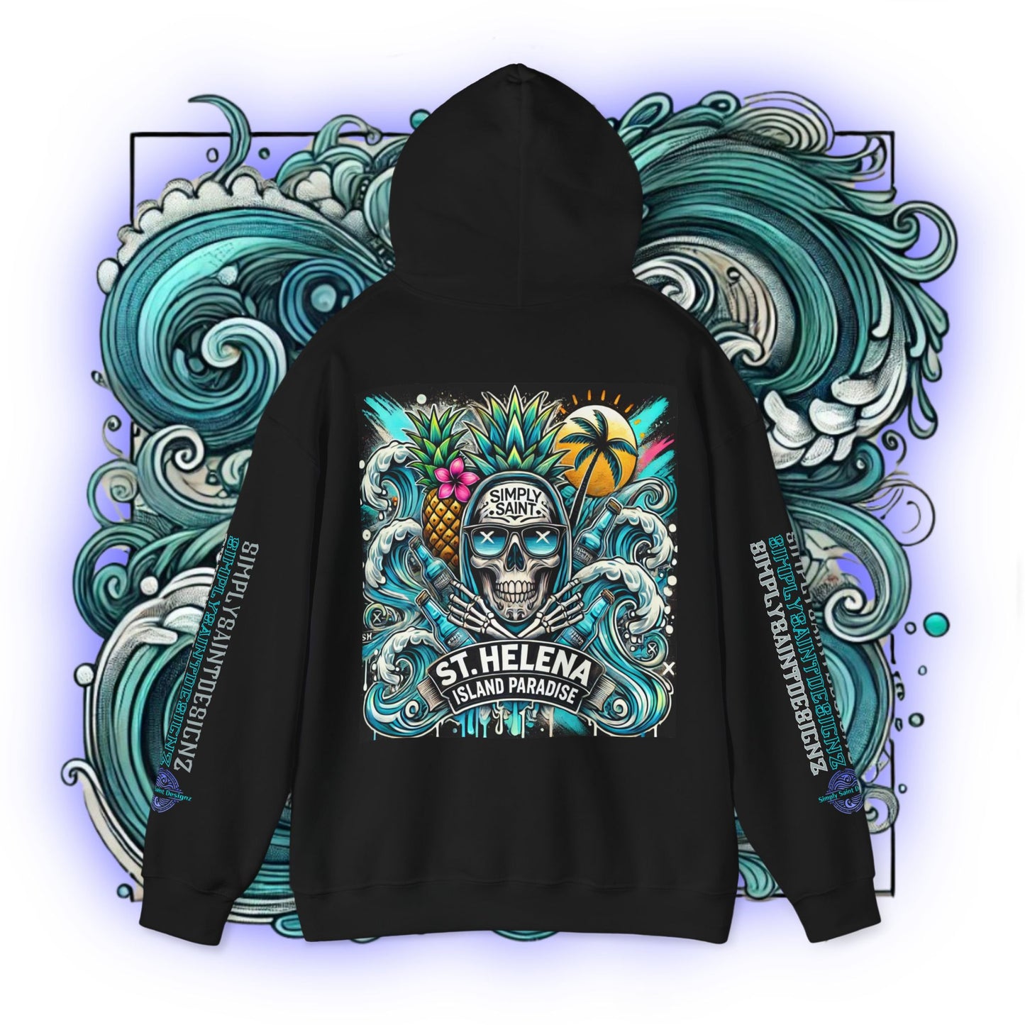 Tribal Blue Skull Hoodie Sweatshirt – product image 4