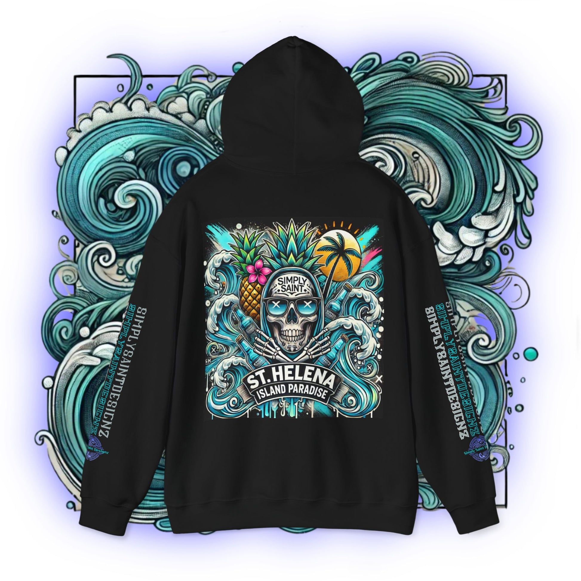 Tribal Blue Skull Hoodie Sweatshirt – product image 4