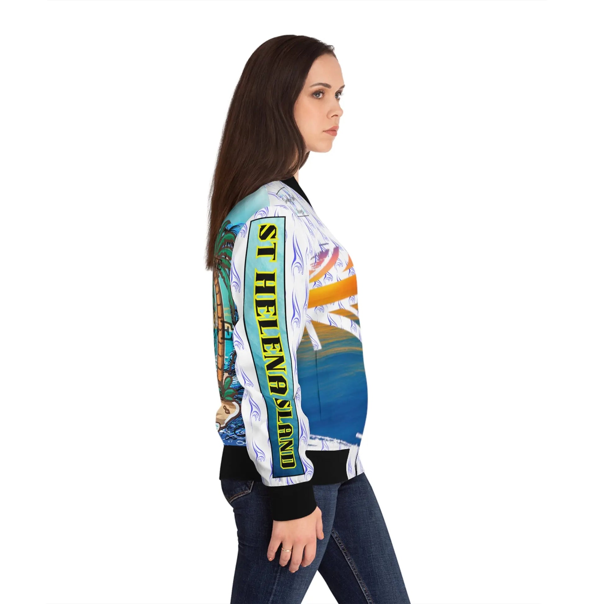 Sunset Anns Place Womens Bomber Jacket All Over Print - Simply Saint Designz