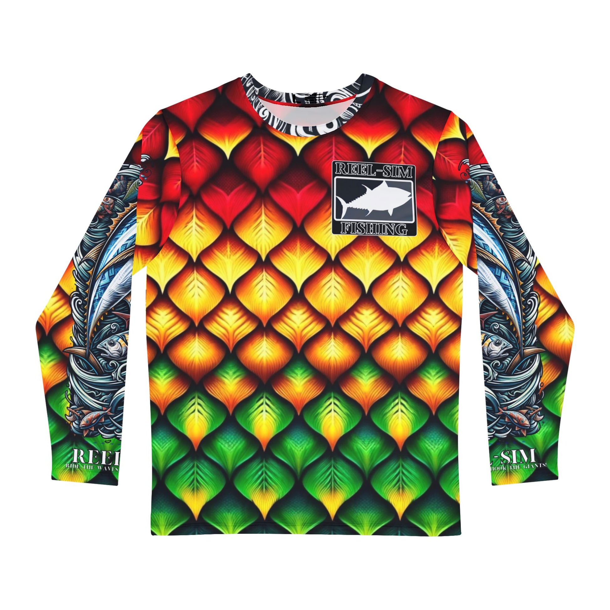 Reel Sim Long Sleeve Shirt - Rasta Scales AOP