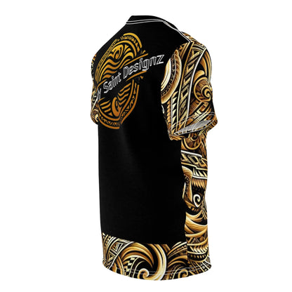 "Gold Polynesian Style T-Shirt by Simply Saint Designz - Tribal Elegance Collection" - Simply Saint Designz