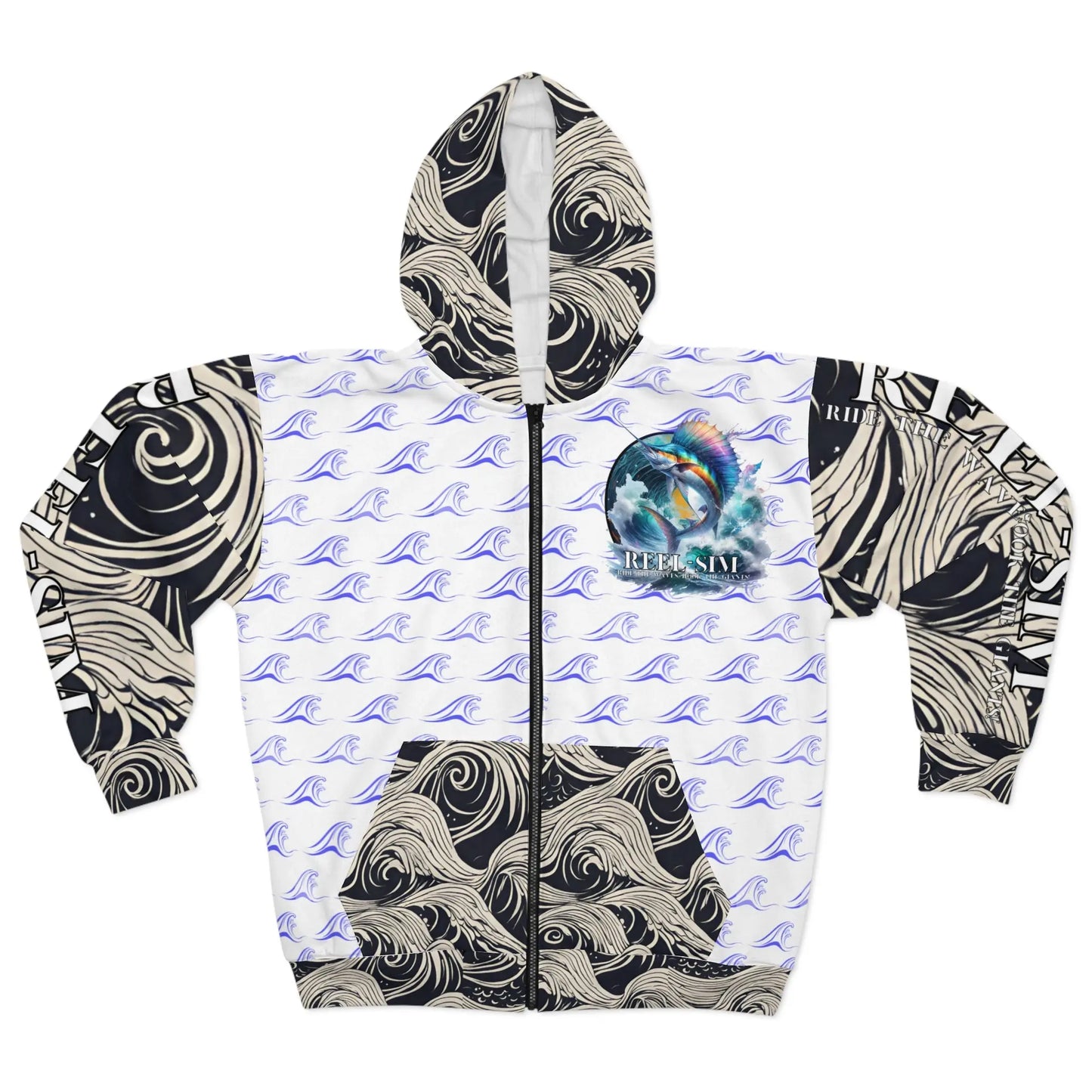 Reel Sim Unisex Zip Hoodie (white) - Simply Saint Designz