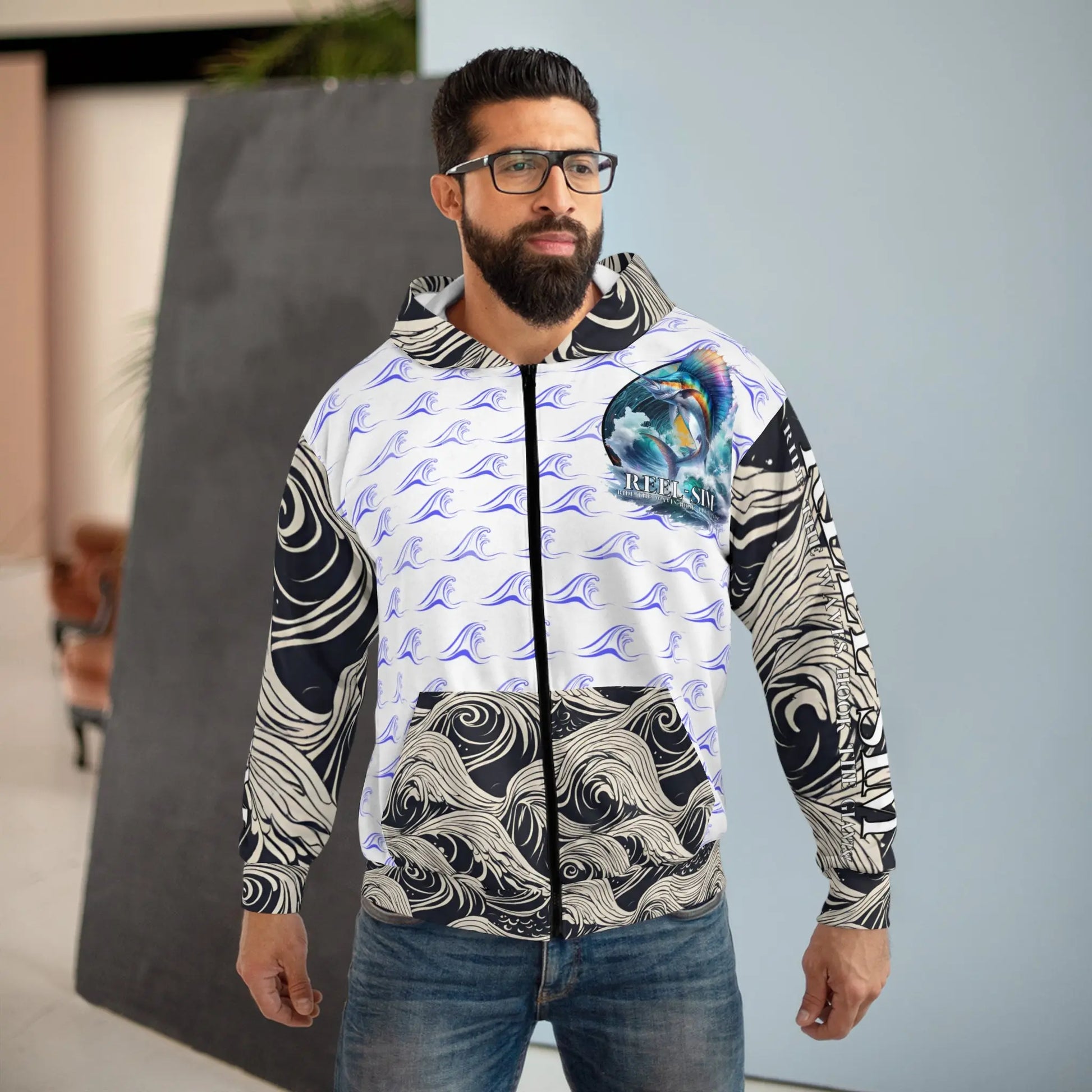 Reel Sim Unisex Zip Hoodie (white) - Simply Saint Designz
